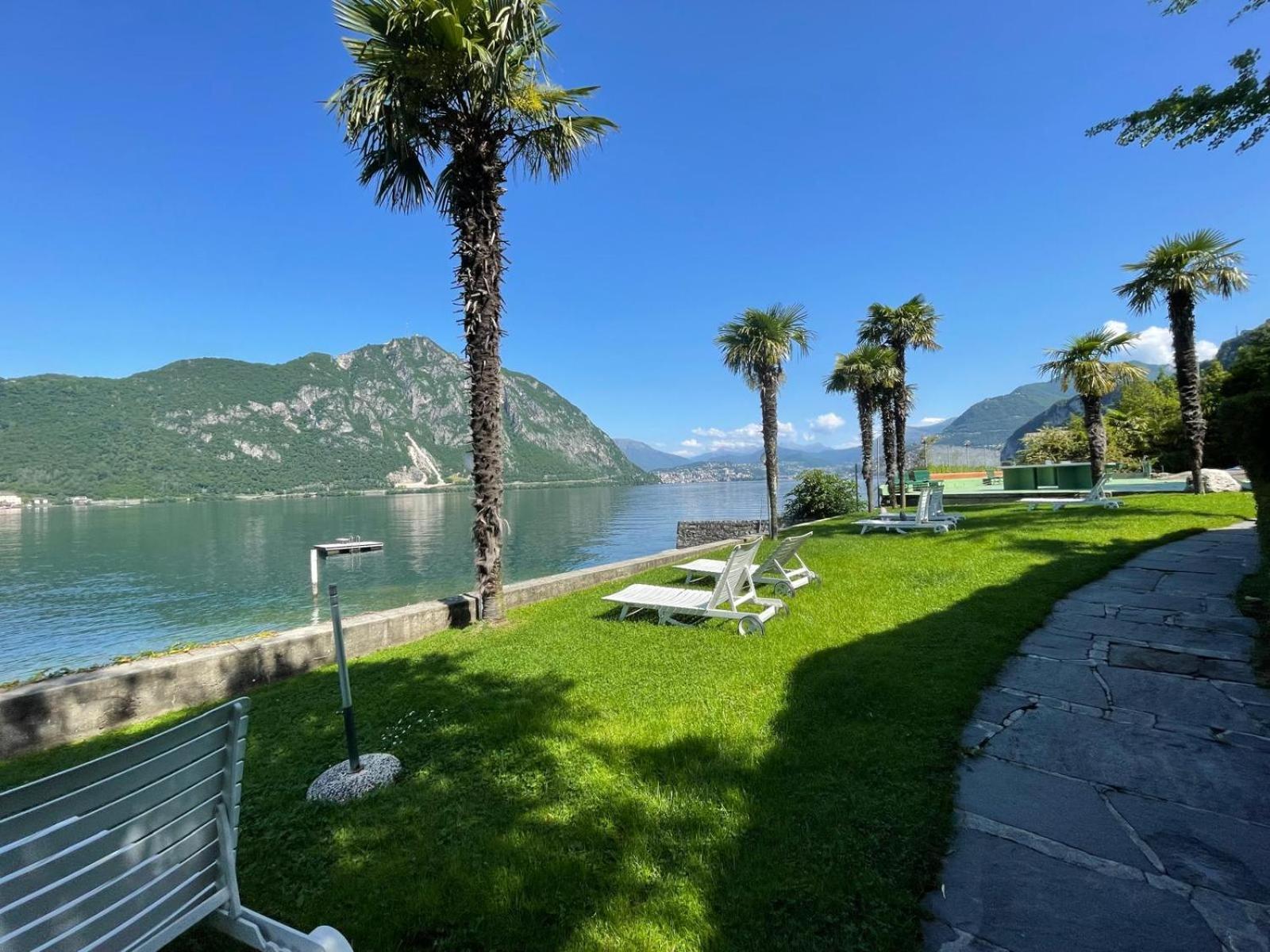 Luganersee, Pool, Strand, Parkplatz, Suite 204 Bissone Extérieur photo